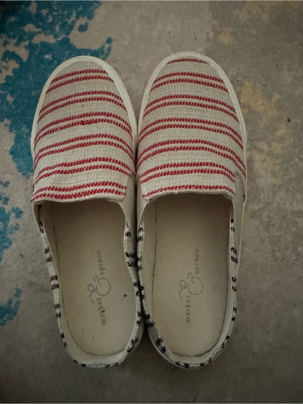 Market & Spruce Red and White Striped Slip-On Espadrilles size US7 EU37.5